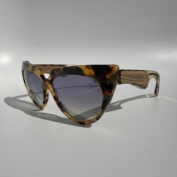Jacques Marie Mage Edith Cat Eye Sunglasses Tortoise Wood Panels Gold BNIB Rare - Picture 16 of 16